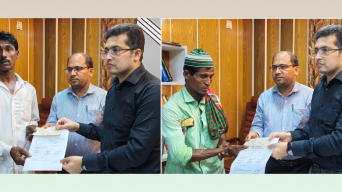 কমলনগরে ক্ষতিগ্রস্ত ৩ পরিবারকে আর্থিক সহায়তা প্রদান ‎